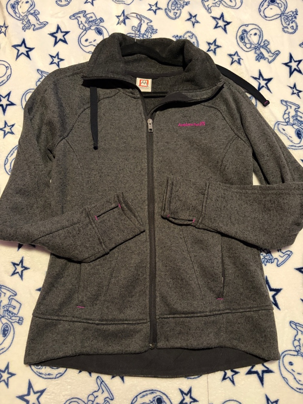 Avalanche Charcoal Fleece Jacket with Pink Embroidered Logo